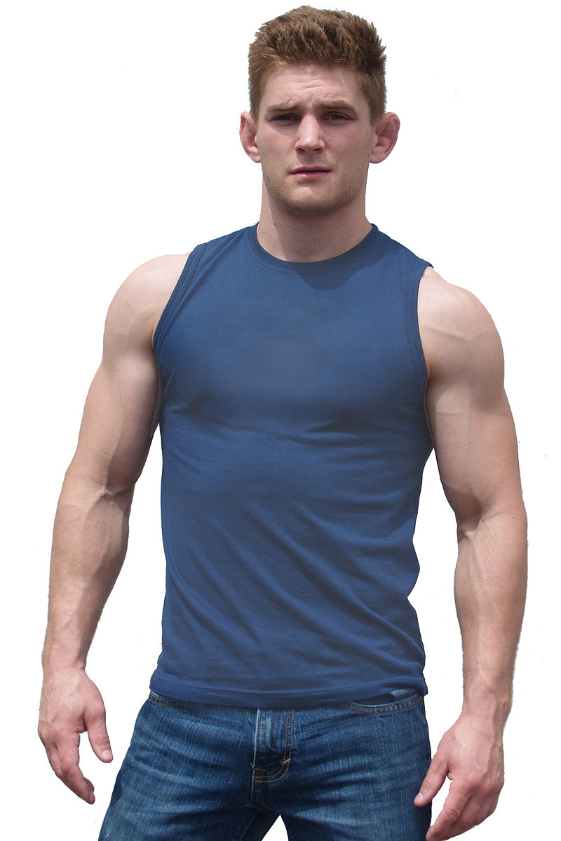 Faded Navy Sleeveless Athletic Fit Barefront