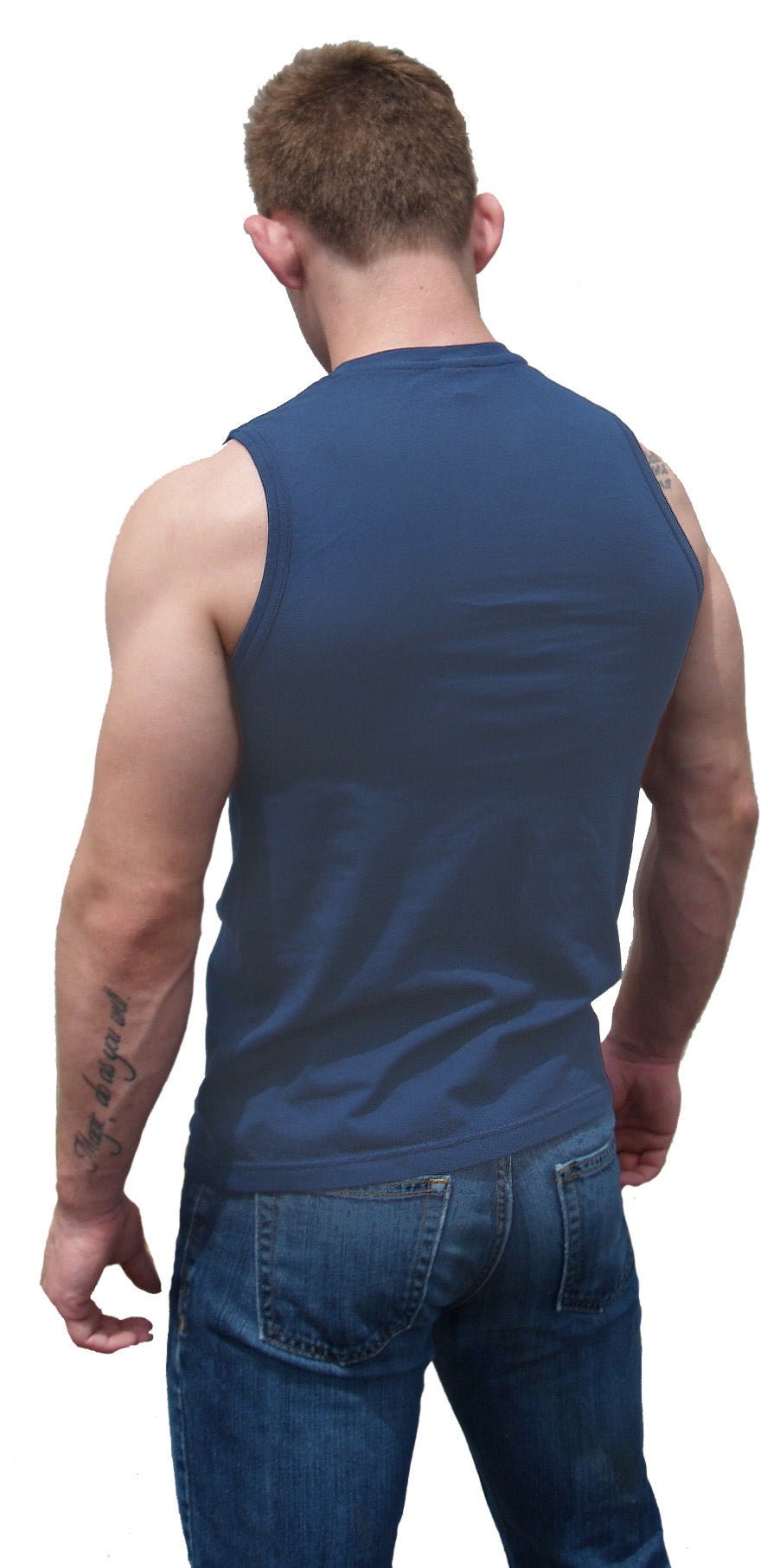 Faded Navy Sleeveless Athletic Fit Barefront - Ajaxx63