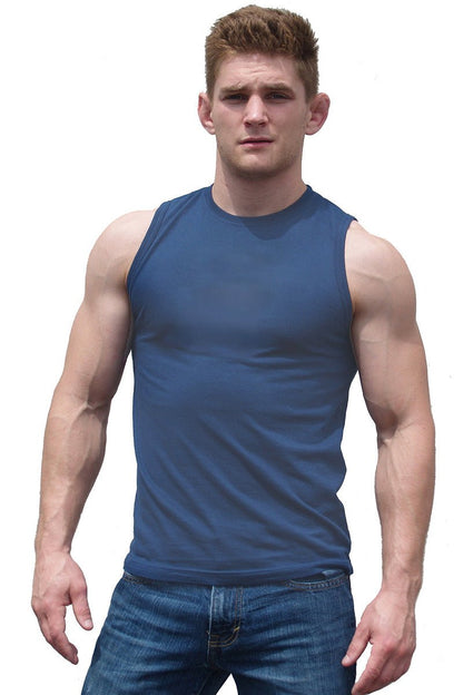 Faded Navy Sleeveless Athletic Fit Barefront - Ajaxx63